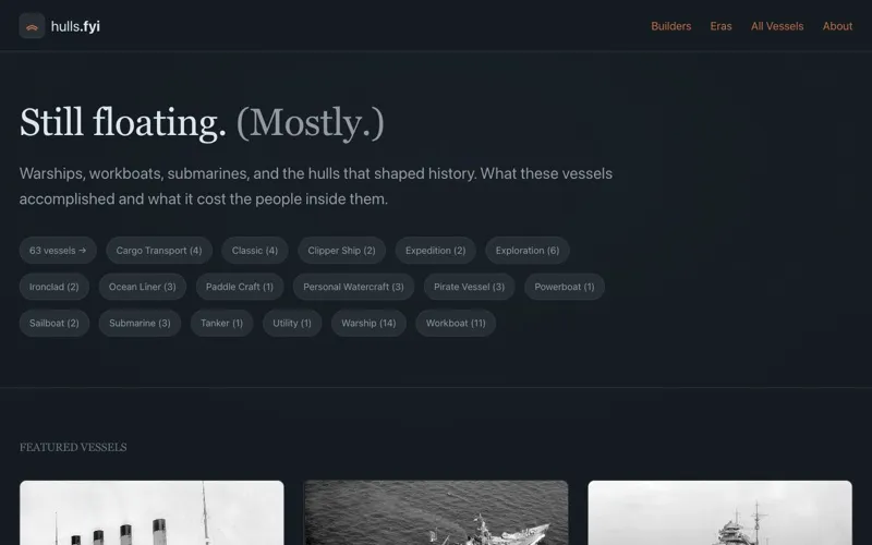 hulls.fyi historic vessels database