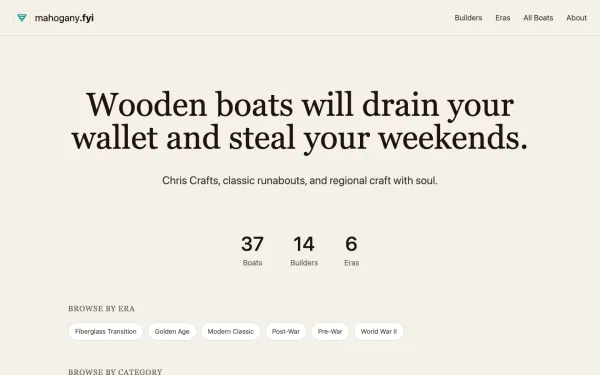 Mahogany.fyi wooden boat guide